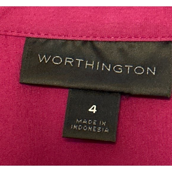 Worthington Brand V-Neck Blouse Burgundy Color Cotton Poly Blend Women's Size 4 - Picture 6 of 15